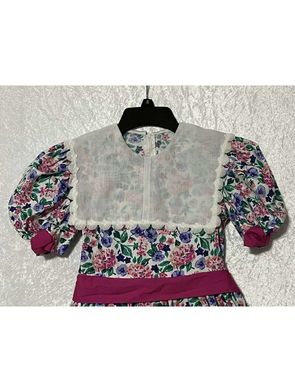 Jane Copeland Vintage VTG Girls Size 10 Floral Dress Pink Purple Short Sleeve